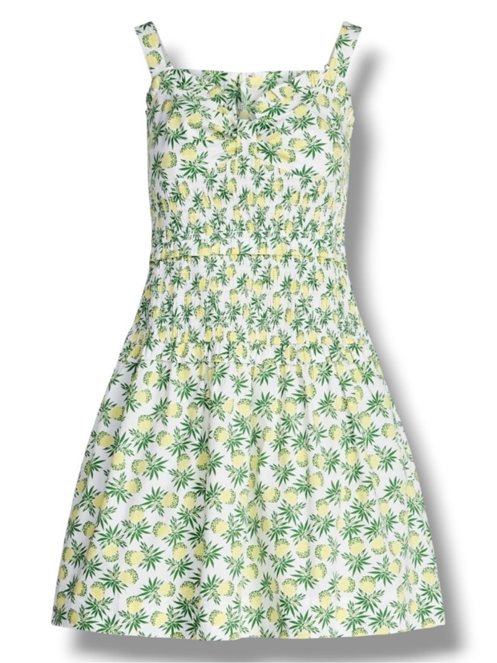 Women's Smocked Pineapple-Print Sundress Yellow & Green
